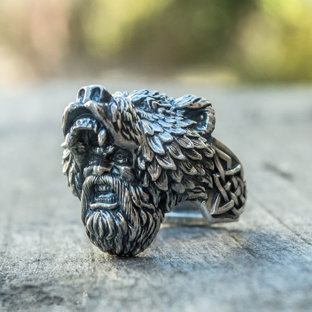 Mens-Silver-Color-Viking-Bear-Warrior-316L-Stainless-Steel-Biker-Rings-Vintage-Vikings-Nordic-Jewelry Mens Silver Color Viking Bear Warrior 316L Stainless Steel Biker Rings Vintage Vikings Nordic Jewelry